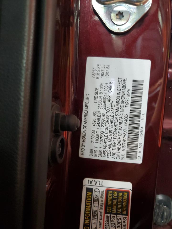 2017 Honda Cr-V Exl VIN: 5J6RW2H8XHL064062 Lot: 81075275