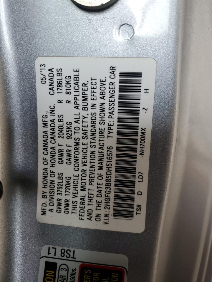 2013 Honda Civic Ex VIN: 2HGFG3B85DH516576 Lot: 81444885