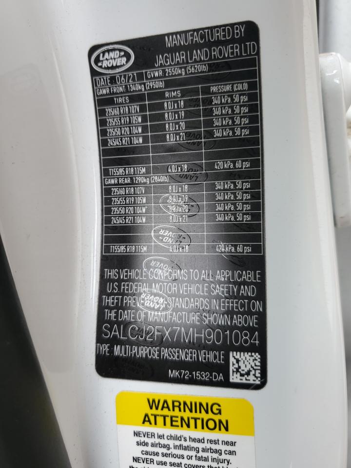 2021 Land Rover Discovery Sport S VIN: SALCJ2FX7MH901084 Lot: 81429955