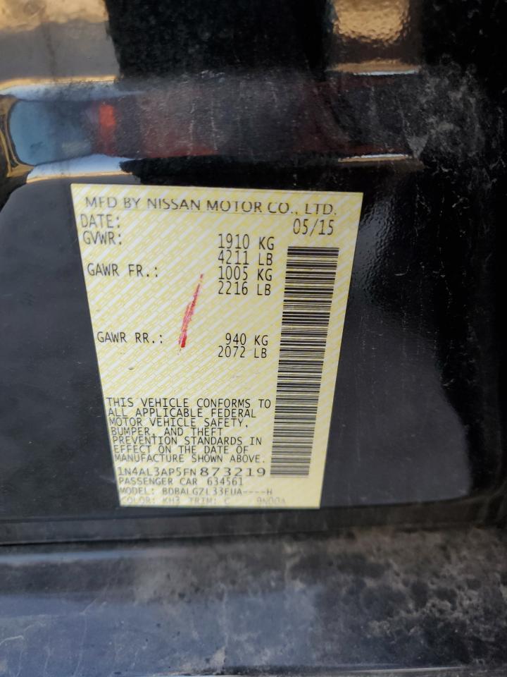 2015 Nissan Altima 2.5 VIN: 1N4AL3AP5FN873219 Lot: 83828865