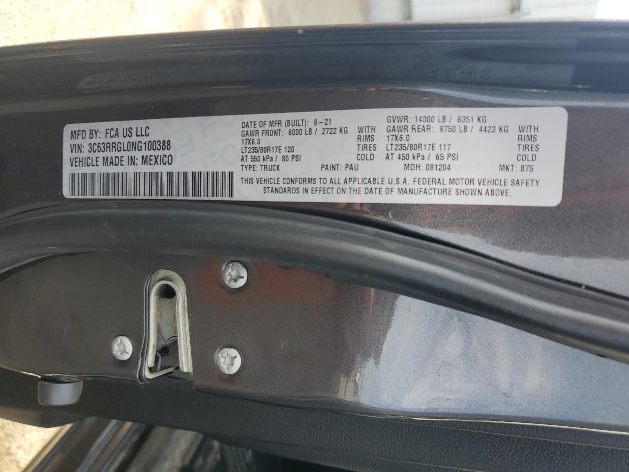 2022 Ram 3500 Tradesman VIN: 3C63RRGL0NG100388 Lot: 71648145