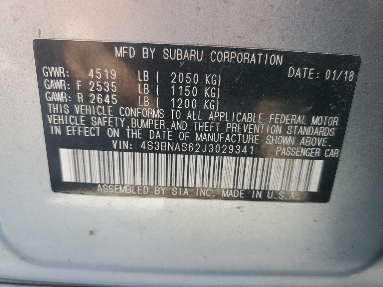 2018 Subaru Legacy Sport VIN: 4S3BNAS62J3029341 Lot: 80513485