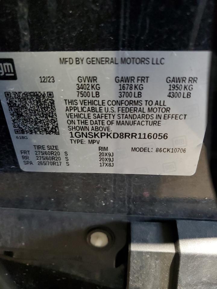 2024 Chevrolet Tahoe K1500 Z71 VIN: 1GNSKPKD8RR116056 Lot: 84269235