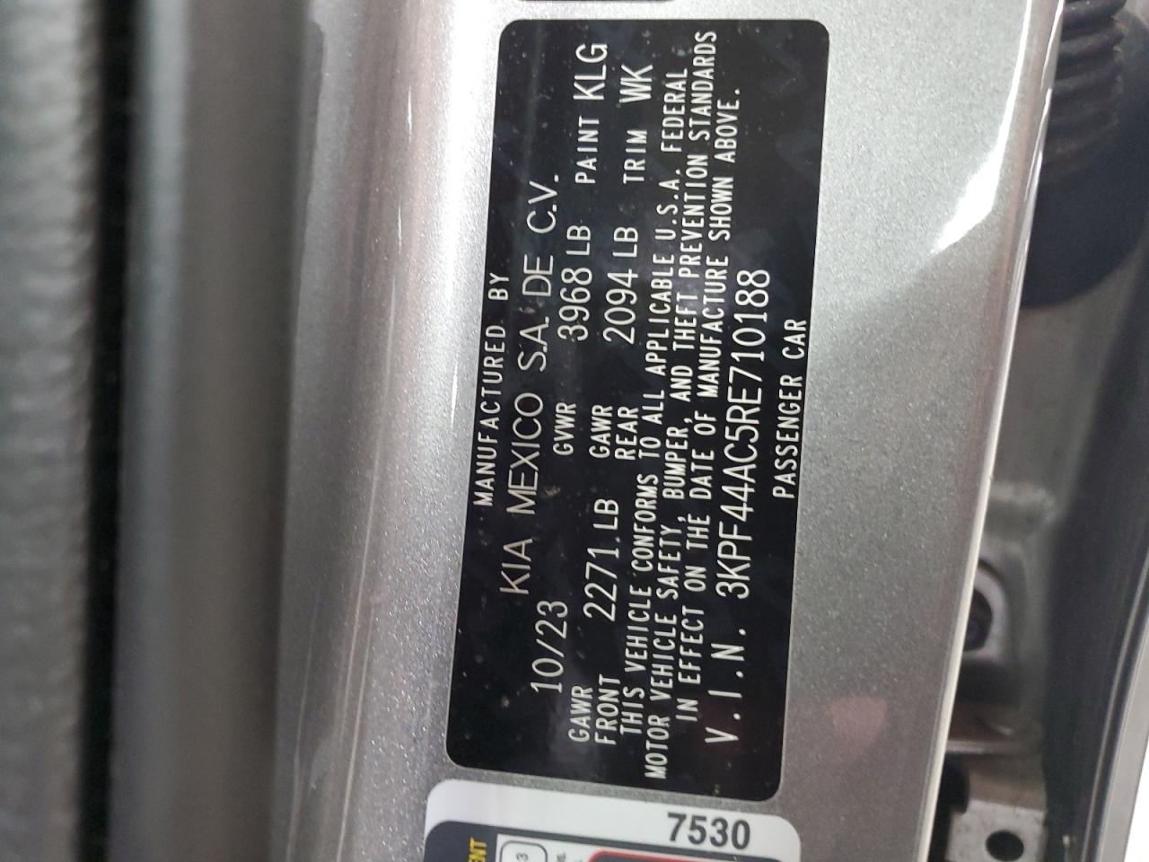 2024 Kia Forte Gt VIN: 3KPF44AC5RE710188 Lot: 80350275