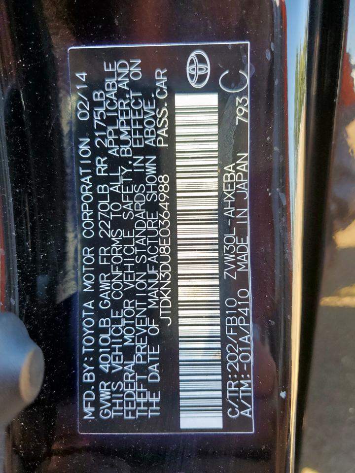 2014 Toyota Prius VIN: JTDKN3DU8E0364988 Lot: 81823545