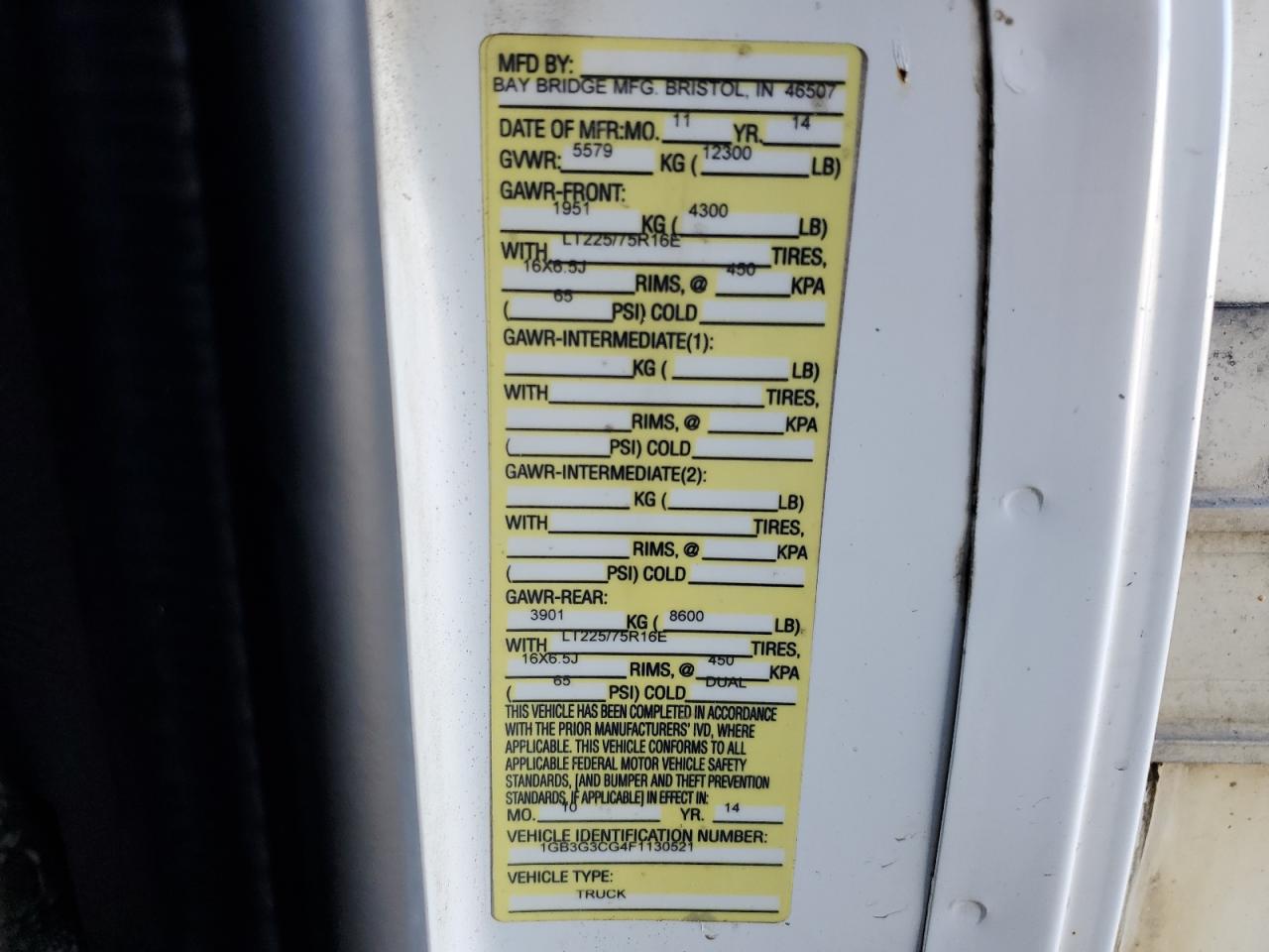 2015 Chevrolet Express G3500 VIN: 1GB3G3CG4F1130521 Lot: 71481475