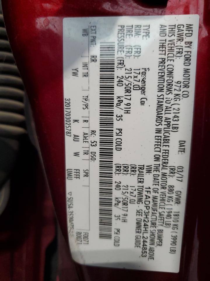2017 Ford Focus Sel VIN: 1FADP3H24HL244853 Lot: 81573195
