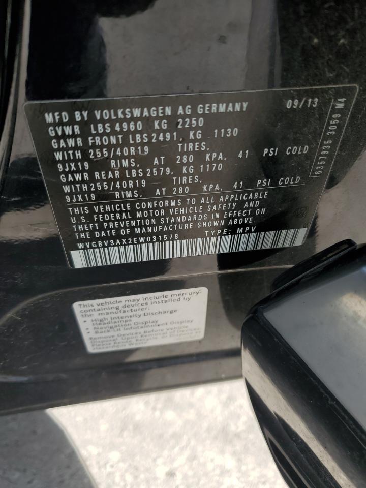 2014 Volkswagen Tiguan S VIN: WVGBV3AX2EW031578 Lot: 83960015