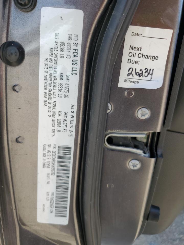 2015 Chrysler 300 Limited VIN: 2C3CCAAGXFH791782 Lot: 71250075