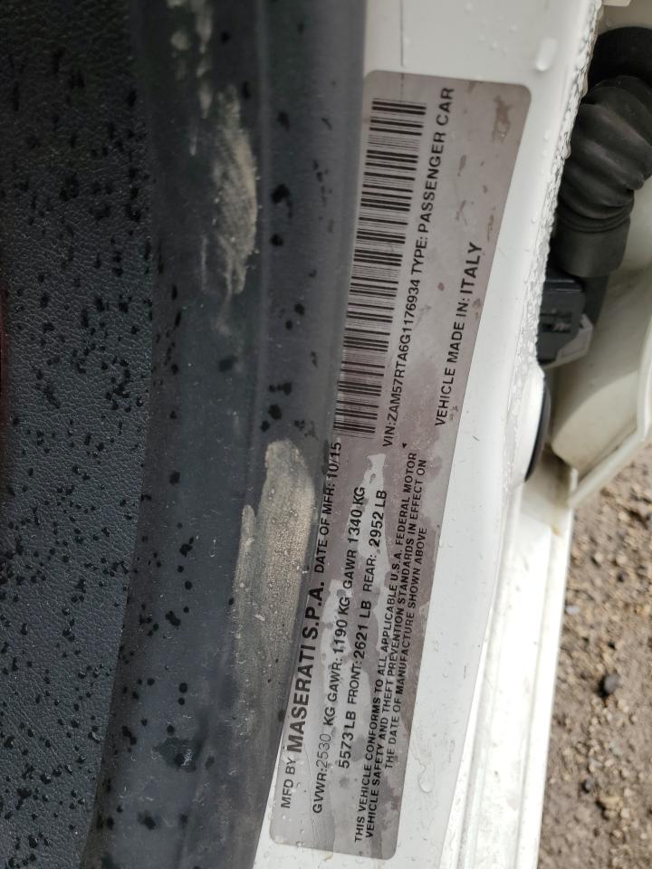 2016 Maserati Ghibli S VIN: ZAM57RTA6G1176934 Lot: 70599325