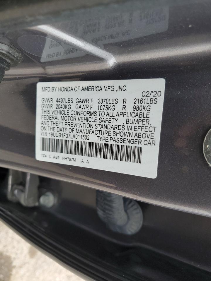 2020 Acura Tlx VIN: 19UUB1F37LA011502 Lot: 83985725