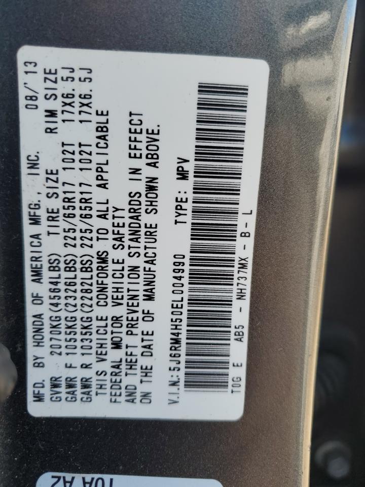 2014 Honda Cr-V Ex VIN: 5J6RM4H50EL004990 Lot: 84380365