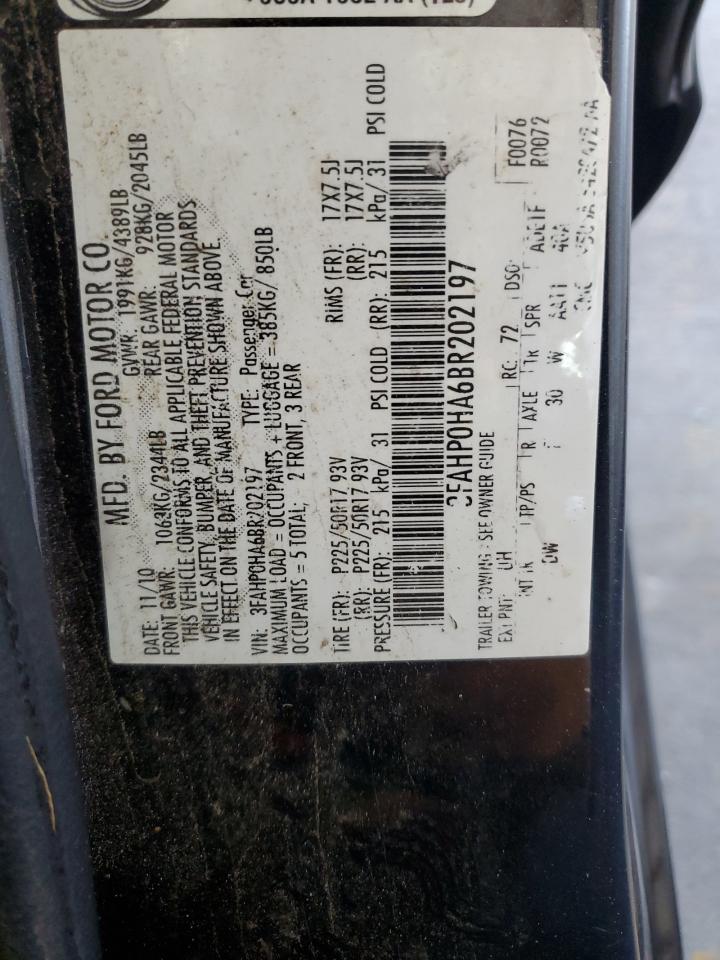 2011 Ford Fusion Se VIN: 3FAHP0HA6BR202197 Lot: 80474045