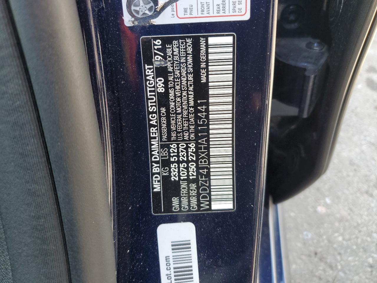 2017 Mercedes-Benz E 300 VIN: WDDZF4JBXHA115441 Lot: 80289605