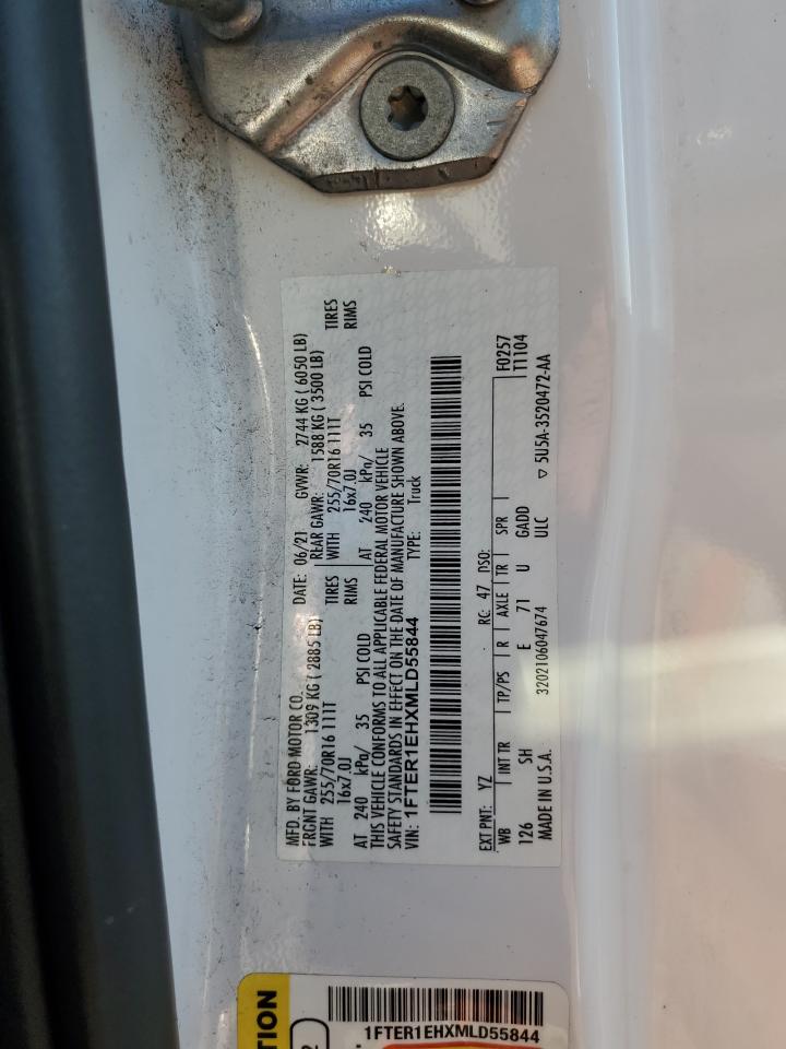 2021 Ford Ranger Xl VIN: 1FTER1EHXMLD55844 Lot: 80828035