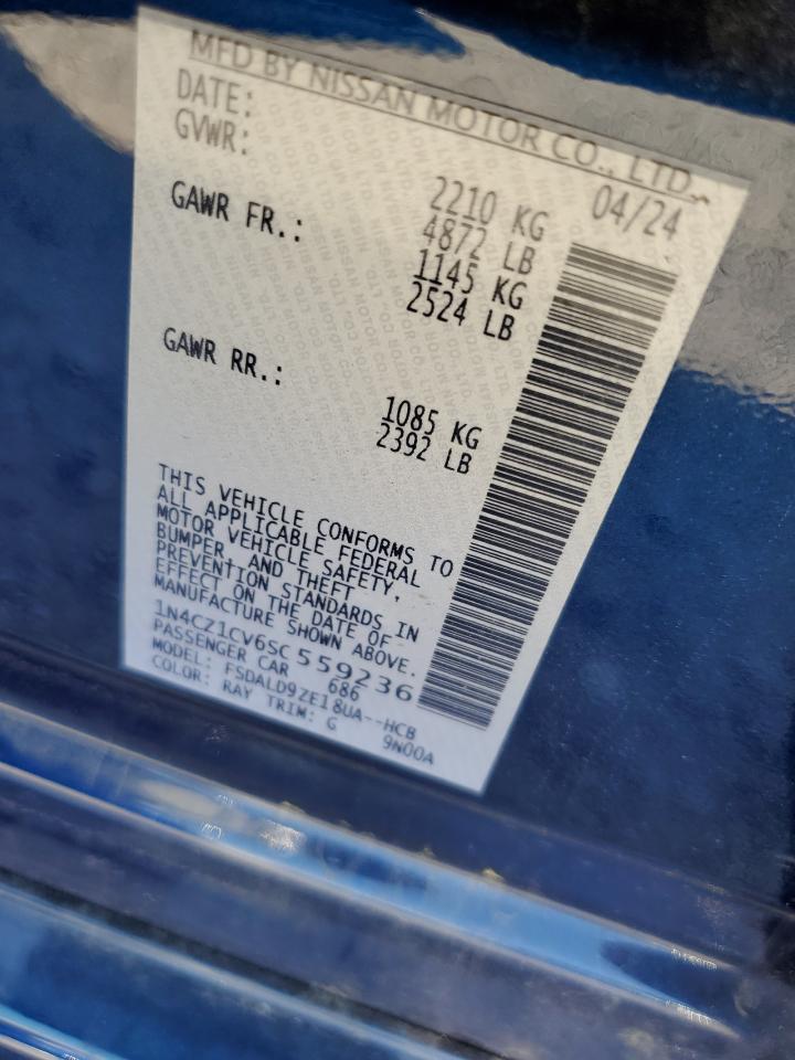 2025 Nissan Leaf Sv Plus VIN: 1N4CZ1CV6SC559236 Lot: 81673685