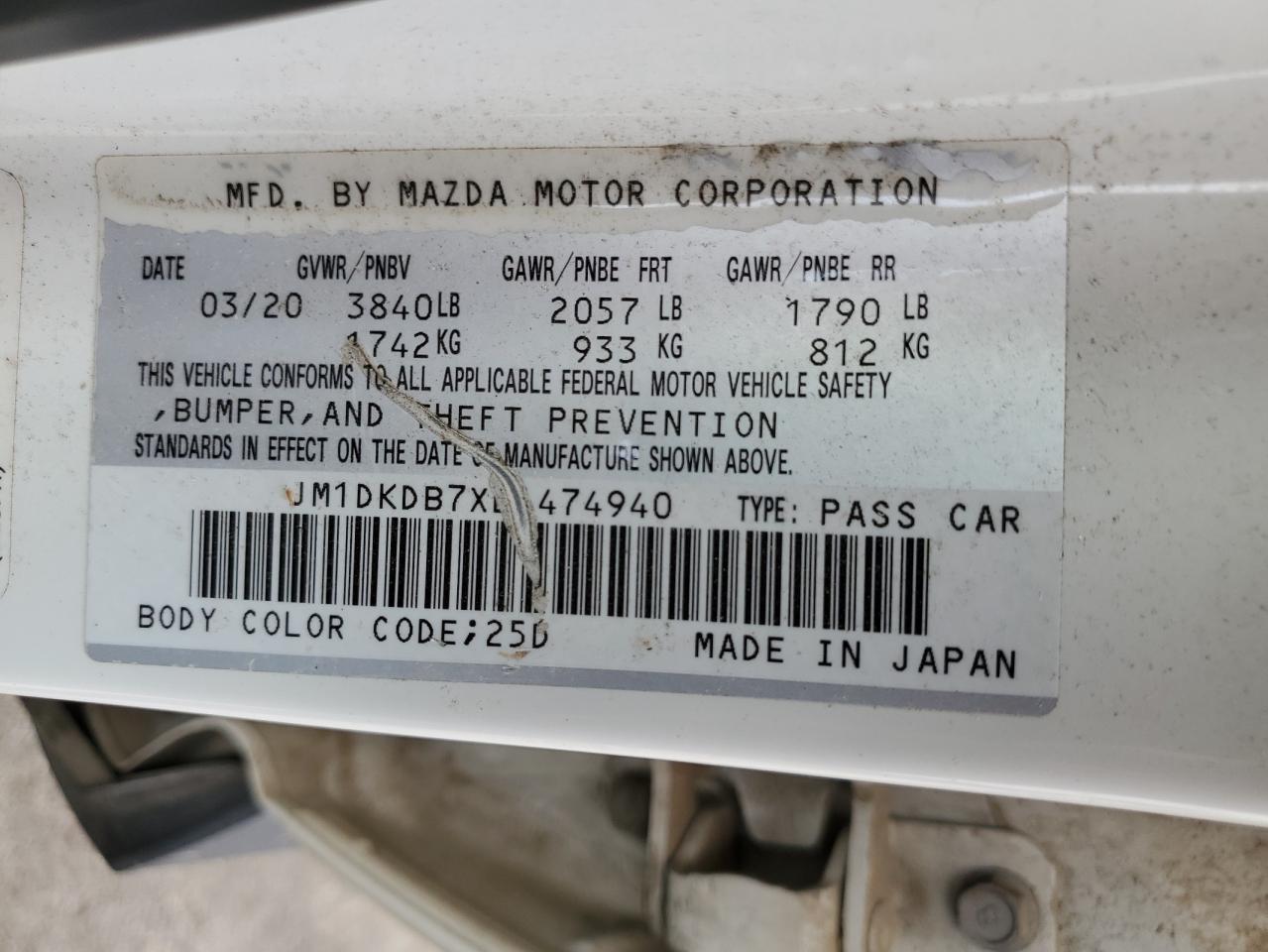 2020 Mazda Cx-3 Sport VIN: JM1DKDB7XL1474940 Lot: 84174725