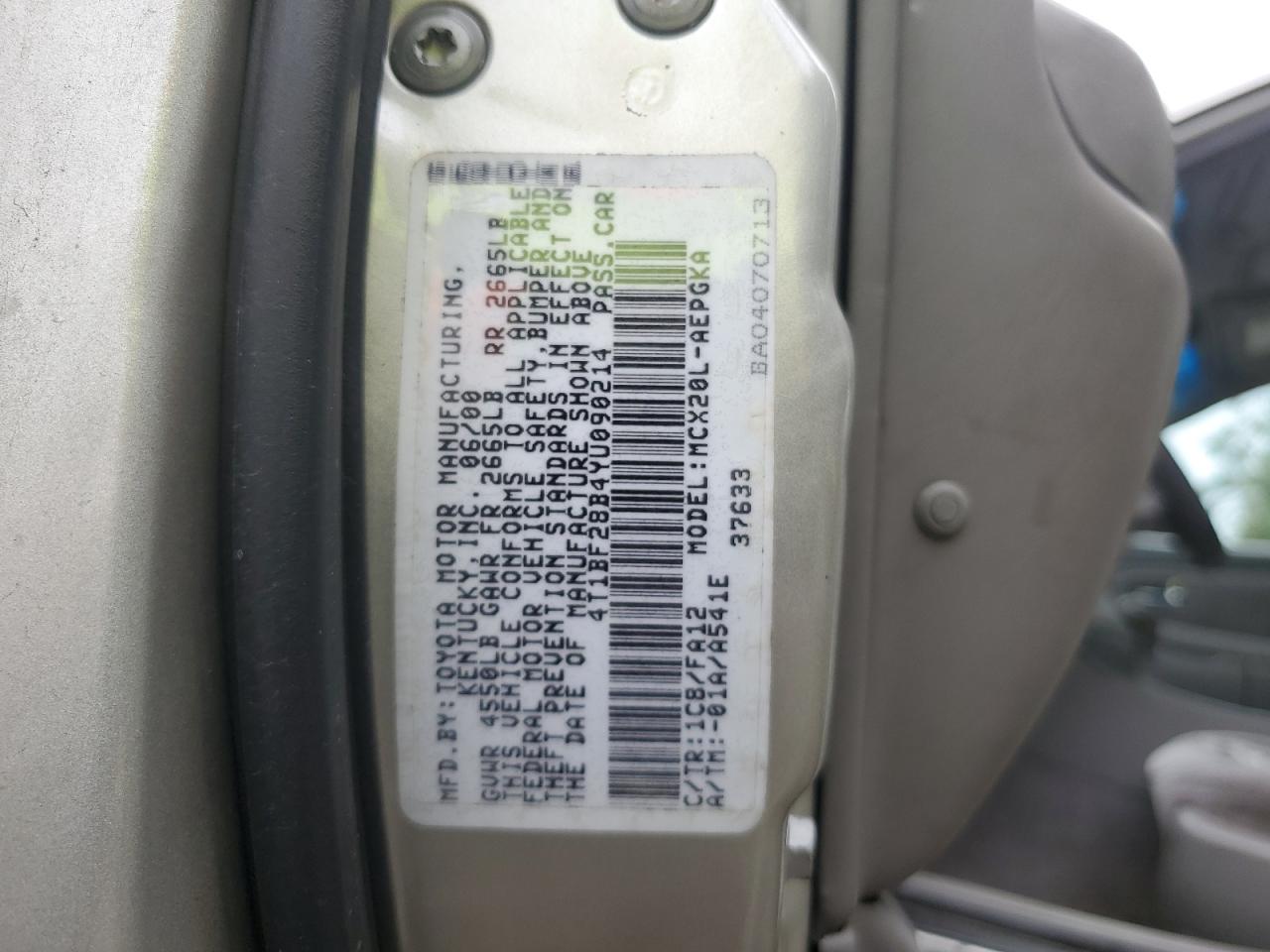 2000 Toyota Avalon Xl VIN: 4T1BF28B4YU090214 Lot: 83789325