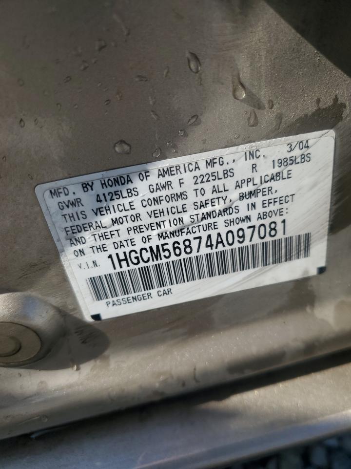 2004 Honda Accord Ex VIN: 1HGCM56874A097081 Lot: 84035775