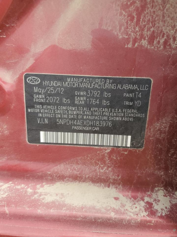 2013 Hyundai Elantra Gls VIN: 5NPDH4AEXDH183976 Lot: 84219985