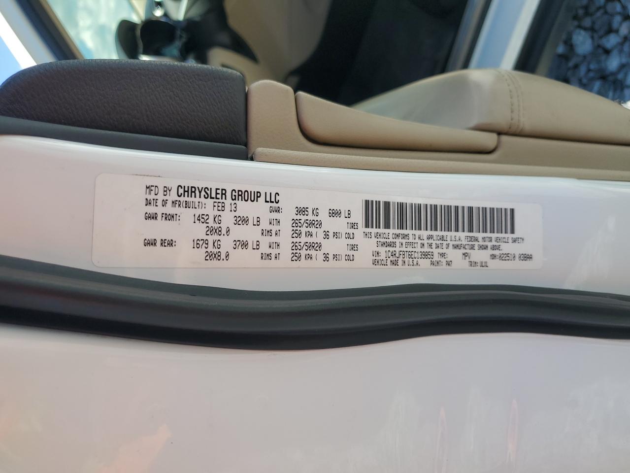 2014 Jeep Grand Cherokee Limited VIN: 1C4RJFBT6EC139859 Lot: 83986275