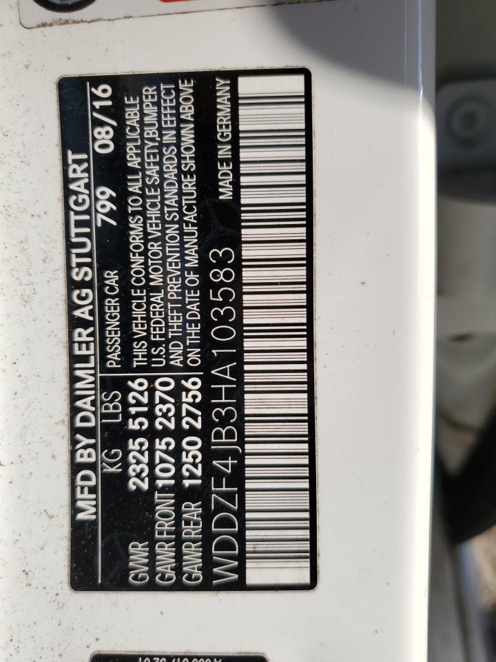 2017 Mercedes-Benz E 300 VIN: WDDZF4JB3HA103583 Lot: 81701965