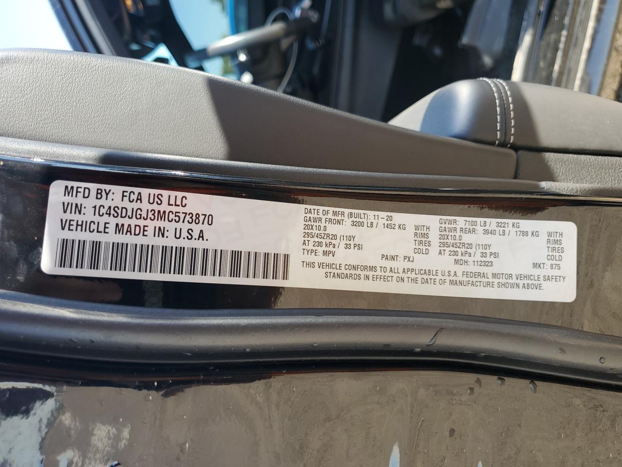 2021 Dodge Durango Srt 392 VIN: 1C4SDJGJ3MC573870 Lot: 80850785