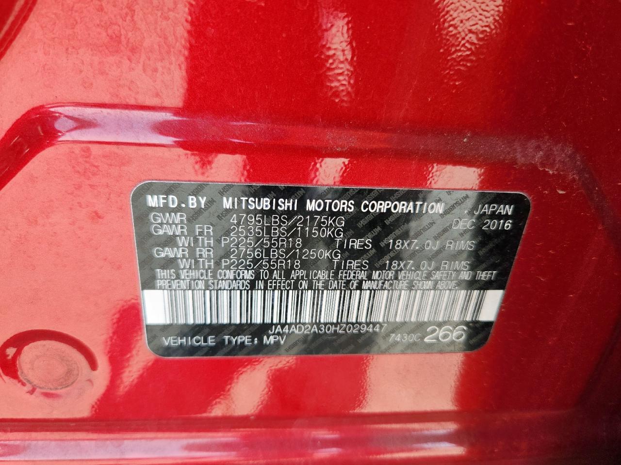 2017 Mitsubishi Outlander Es VIN: JA4AD2A30HZ029447 Lot: 70278045