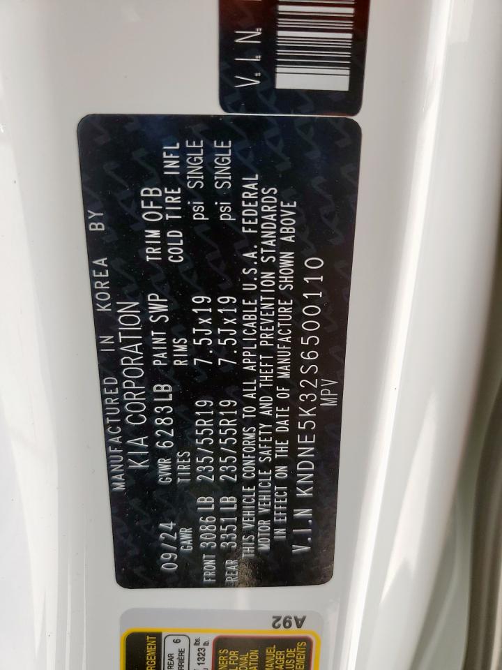 2025 Kia Carnival Sx VIN: KNDNE5K32S6500110 Lot: 84460155