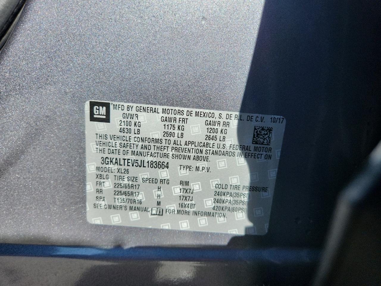 2018 GMC Terrain Sle VIN: 3GKALTEV5JL183664 Lot: 81238605