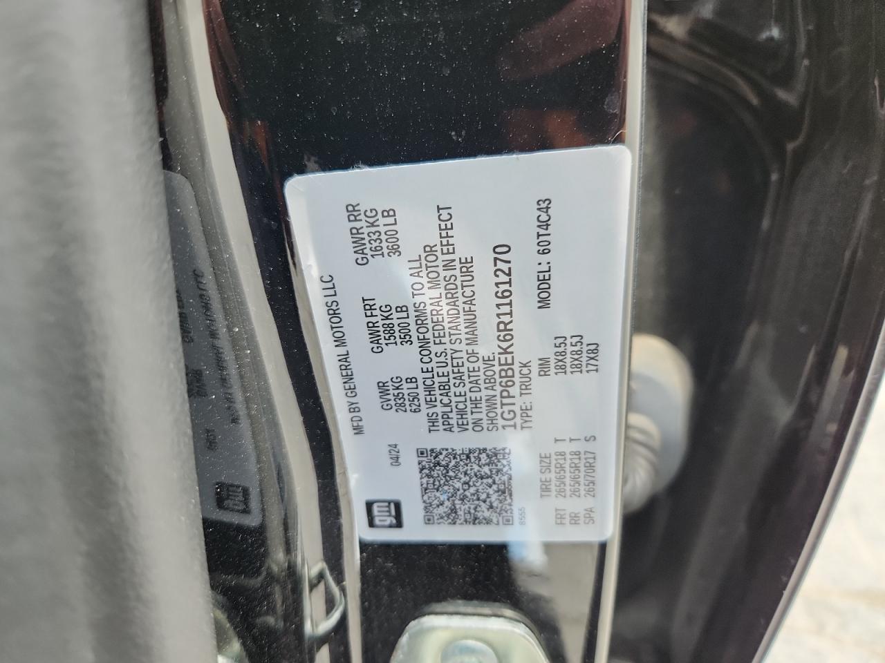 2024 GMC Canyon Elevation VIN: 1GTP6BEK6R1161270 Lot: 71972445