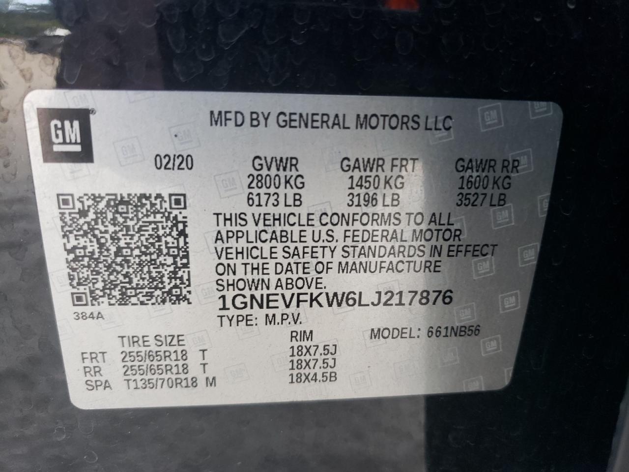 2020 Chevrolet Traverse Ls VIN: 1GNEVFKW6LJ217876 Lot: 80549015