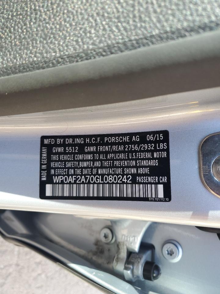 2016 Porsche Panamera Gts VIN: WP0AF2A70GL080242 Lot: 84820755