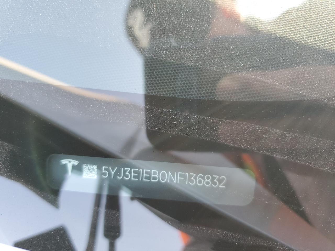 2022 Tesla Model 3 VIN: 5YJ3E1EB0NF136832 Lot: 80755435