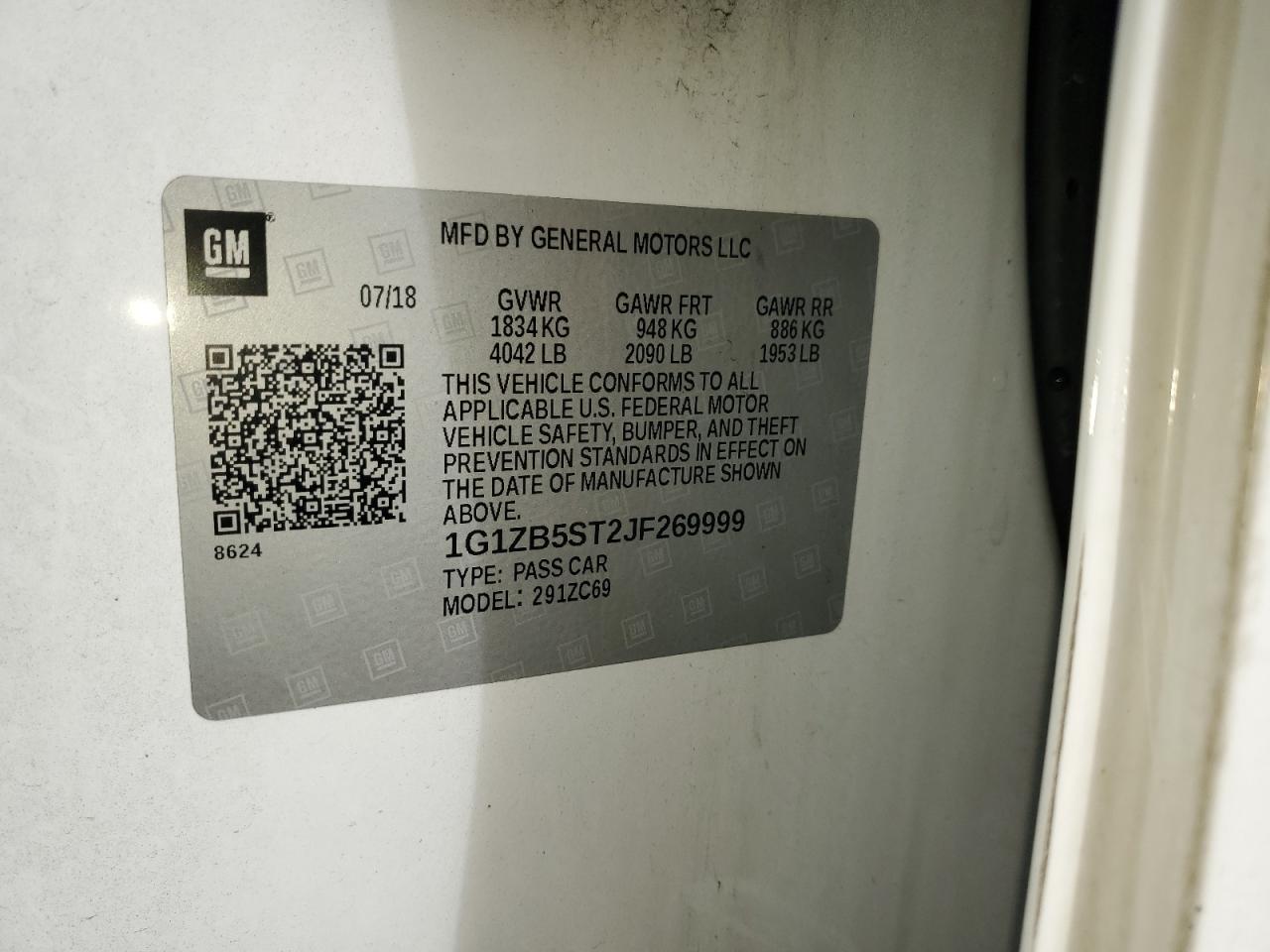 2018 Chevrolet Malibu Ls VIN: 1G1ZB5ST2JF269999 Lot: 82147235
