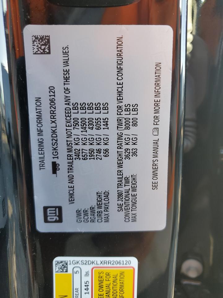 2024 GMC Yukon Denali VIN: 1GKS2DKLXRR206120 Lot: 70301985