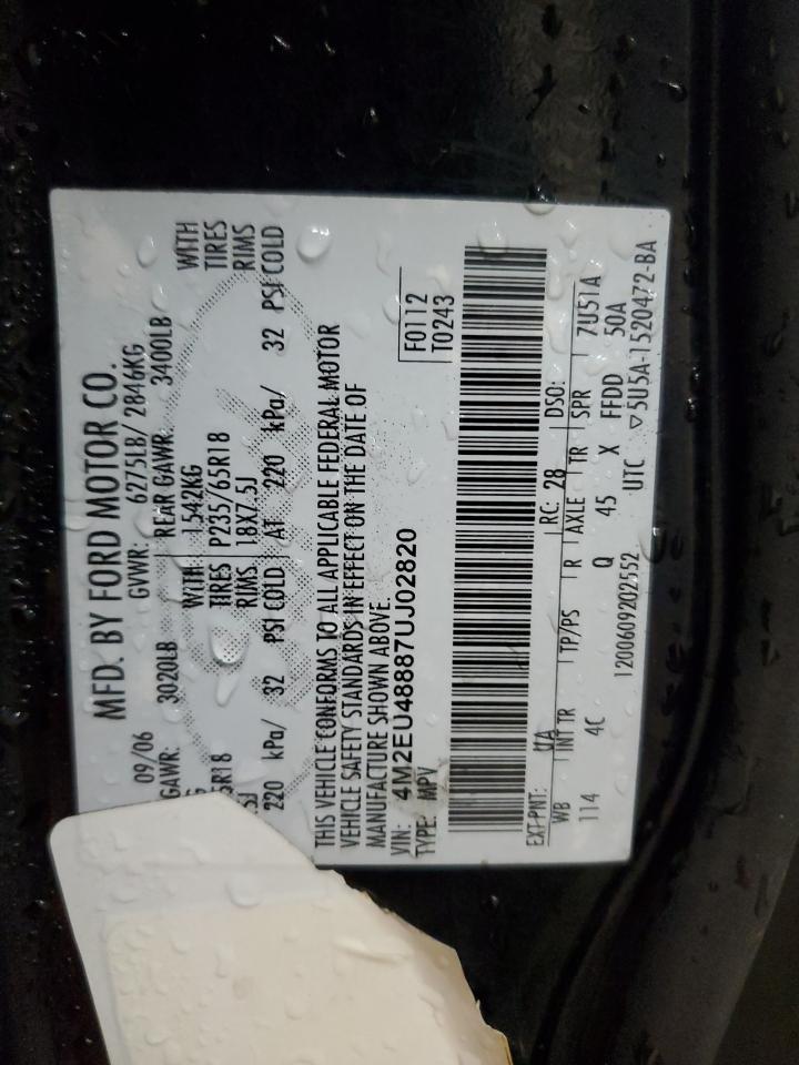 2007 Mercury Mountaineer Premier VIN: 4M2EU48887UJ02820 Lot: 84358825