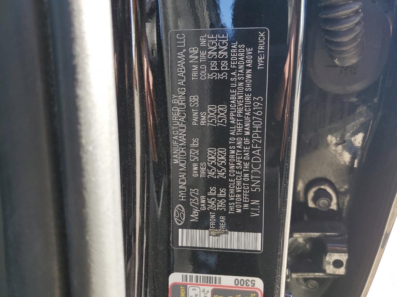 2023 Hyundai Santa Cruz Night VIN: 5NTJCDAF2PH076193 Lot: 80688265