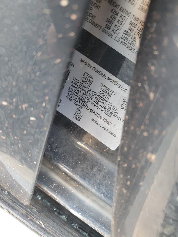 2021 Chevrolet Silverado K1500 Lt VIN: 1GCUYDED4MZ293982 Lot: 80180955