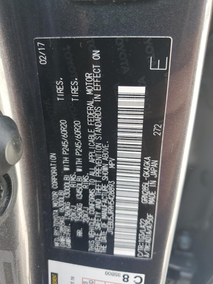 2017 Toyota 4Runner Sr5/Sr5 Premium VIN: JTEBU5JR9H5428893 Lot: 80653095