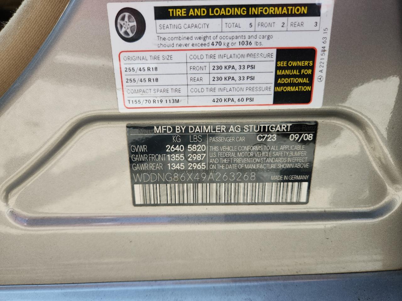 2009 Mercedes-Benz S 550 4Matic VIN: WDDNG86X49A263268 Lot: 80076485