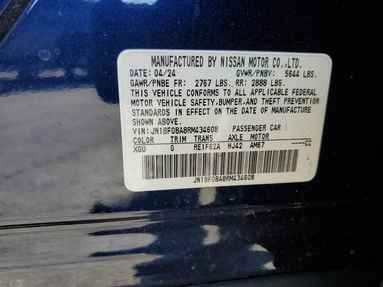 2024 Nissan Ariya Evolve+ VIN: JN1BF0BA8RM434608 Lot: 72022035