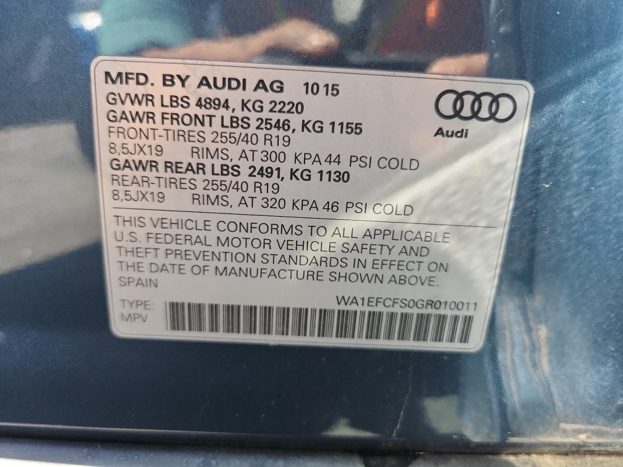 2016 Audi Q3 Premium Plus VIN: WA1EFCFS0GR010011 Lot: 80893045