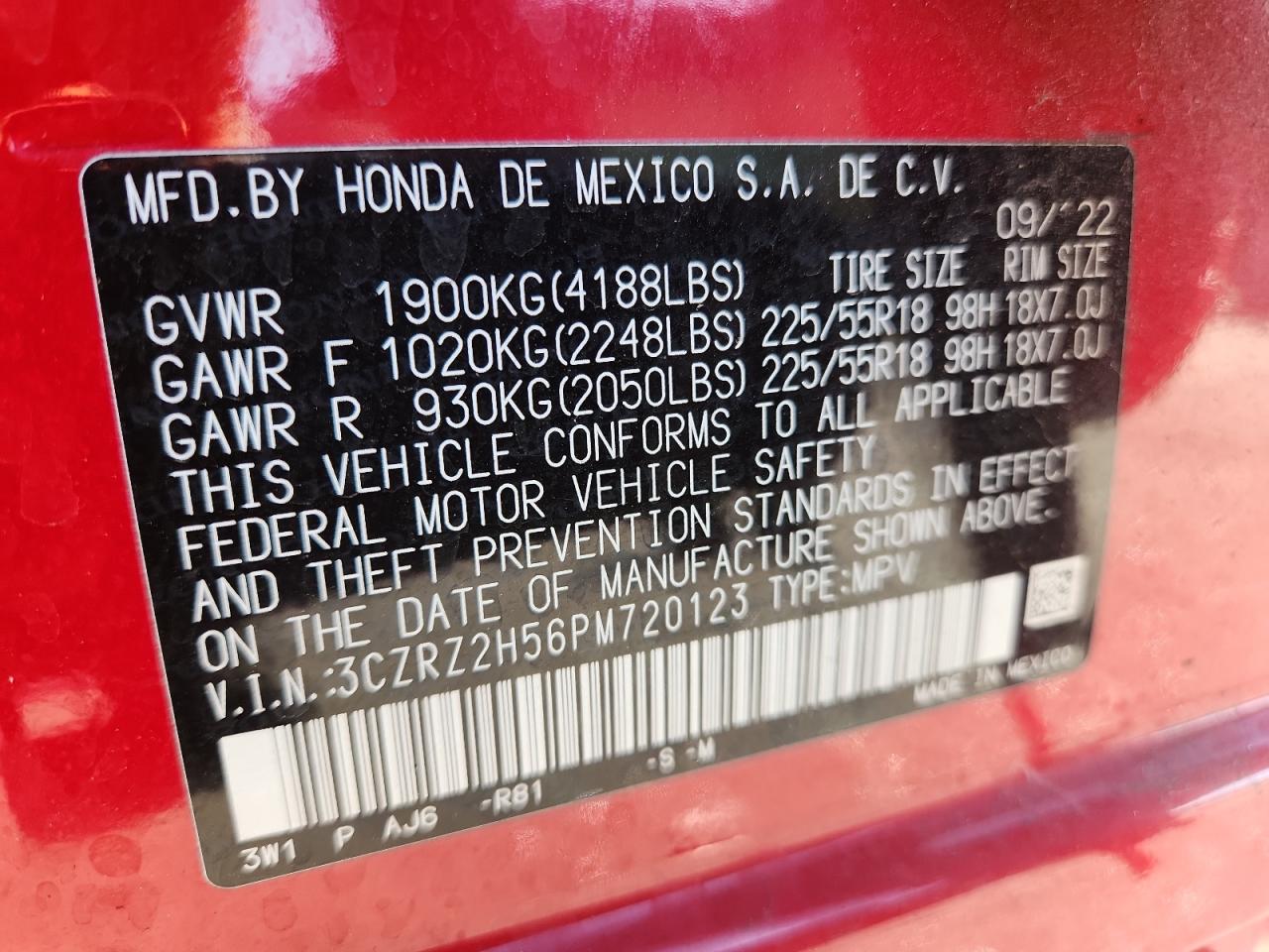 2023 Honda Hr-V Sport VIN: 3CZRZ2H56PM720123 Lot: 84198595