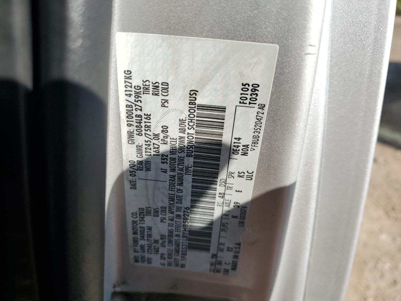 2000 Ford Econoline E350 Super Duty Wagon VIN: 1FBSS31L8YHB58276 Lot: 71619195