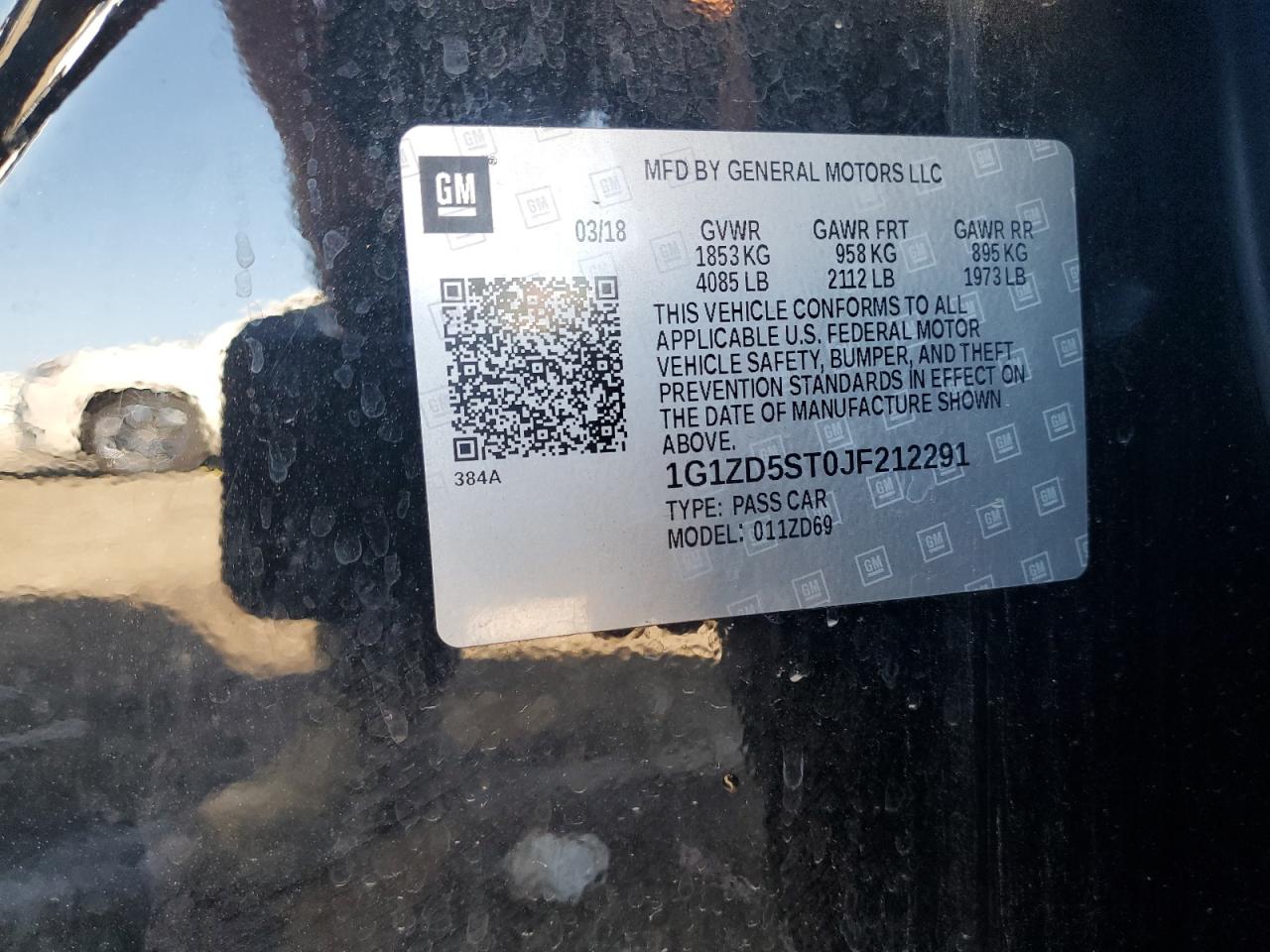 2018 Chevrolet Malibu Lt VIN: 1G1ZD5ST0JF212291 Lot: 84210375