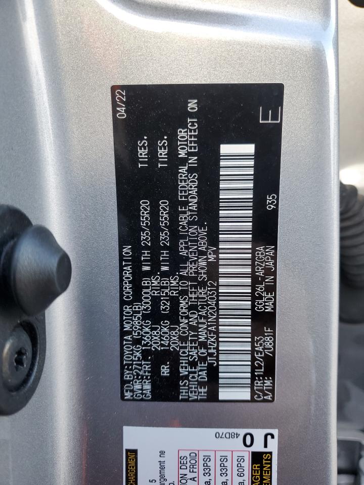 2022 Lexus Rx 350 L VIN: JTJHZKFA1N2040312 Lot: 81964035