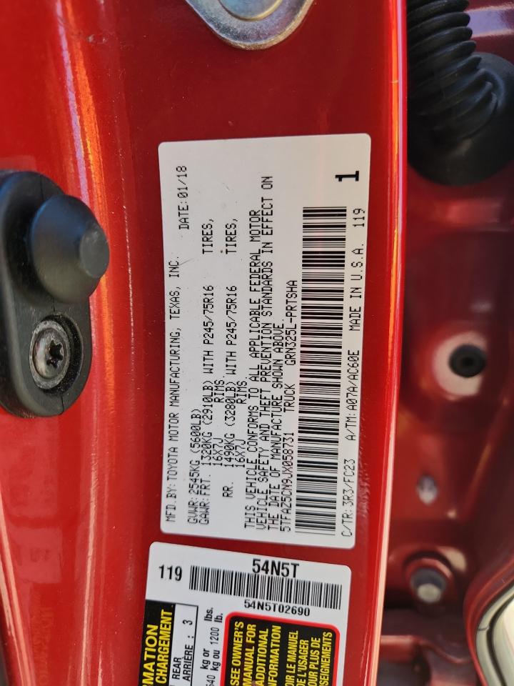 2018 Toyota Tacoma Double Cab VIN: 5TFAZ5CN9JX058731 Lot: 71494425