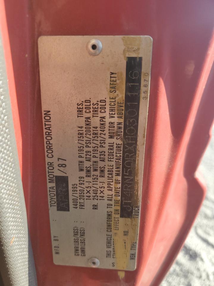 1987 Toyota Pickup 1/2 Ton Rn50 VIN: JT4RN50RXH0301116 Lot: 81136595