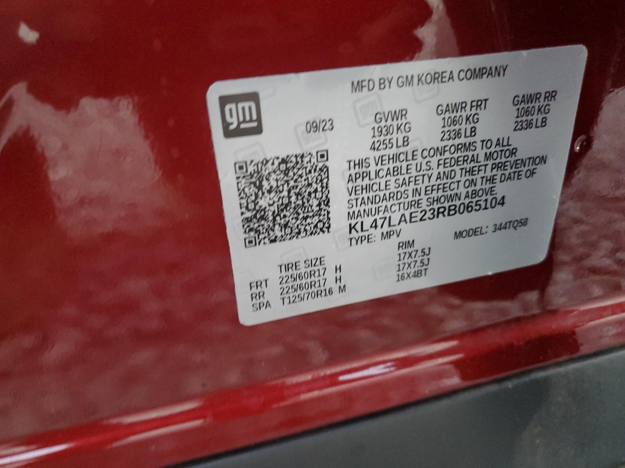 2024 Buick Envista Preferred VIN: KL47LAE23RB065104 Lot: 80441005